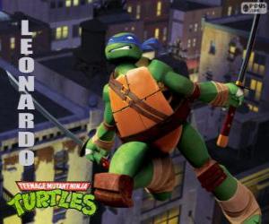 Puzzle Λεονάρντο, η χελώνα ninja επιτίθεται με katanas
